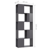 Book Cabinet Room Divider High Gloss Grey 60x24x155 cm - Close-Up Angle