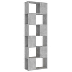 Book Cabinet Room Divider Concrete Grey 60x24x186 cm