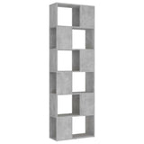 Book Cabinet Room Divider Concrete Grey 60x24x186 cm Engineered Wood - Front View