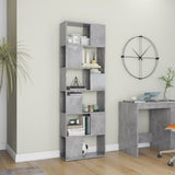 Book Cabinet Room Divider Concrete Grey 60x24x186 cm Engineered Wood - Side View