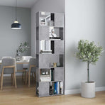 Book Cabinet Room Divider Concrete Grey 60x24x186 cm
