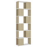 Book Cabinet Room Divider White and Sonoma Oak 60x24x186 cm - Front View