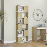 Book Cabinet Room Divider White and Sonoma Oak 60x24x186 cm - Side View