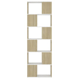 Book Cabinet Room Divider White and Sonoma Oak 60x24x186 cm - 45-Degree Angle