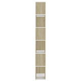 Book Cabinet Room Divider White and Sonoma Oak 60x24x186 cm - Rear View