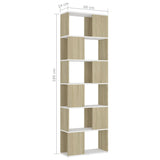 Book Cabinet Room Divider White and Sonoma Oak 60x24x186 cm - Close-Up Angle