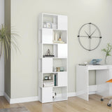 Book Cabinet Room Divider High Gloss White 60x24x186 cm - Side View