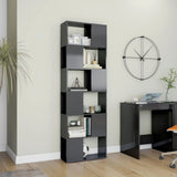 Book Cabinet Room Divider High Gloss Grey 60x24x186 cm - Side View