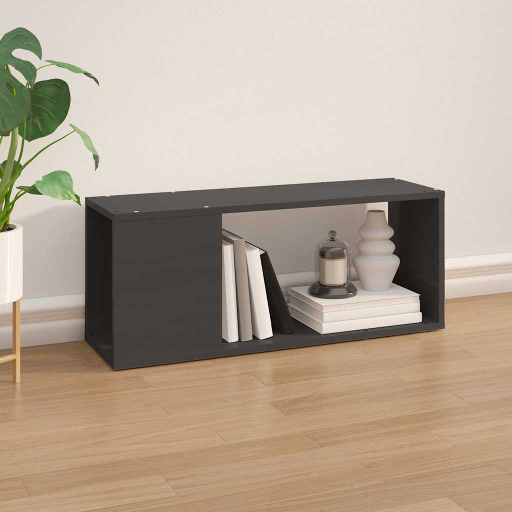 TV Cabinet High Gloss Grey 80x24x32 cm Engineered Wood