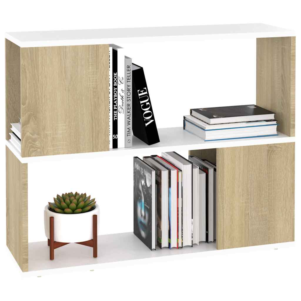 TV Cabinet White and Sonoma Oak 80x24x63 cm Engineered Wood