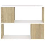 TV Cabinet White and Sonoma Oak 80x24x63 cm Engineered Wood - 45-Degree Angle