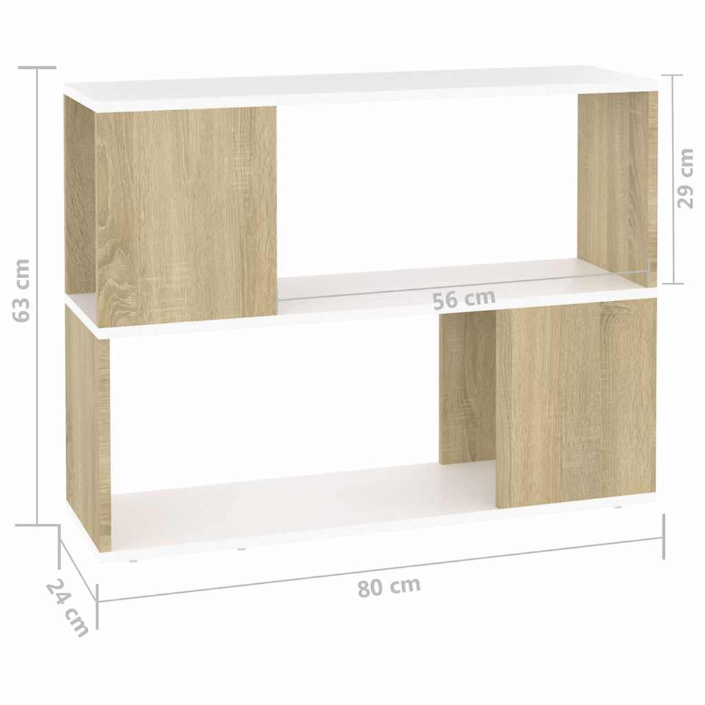 TV Cabinet White and Sonoma Oak 80x24x63 cm Engineered Wood