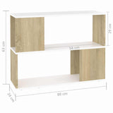 TV Cabinet White and Sonoma Oak 80x24x63 cm Engineered Wood
