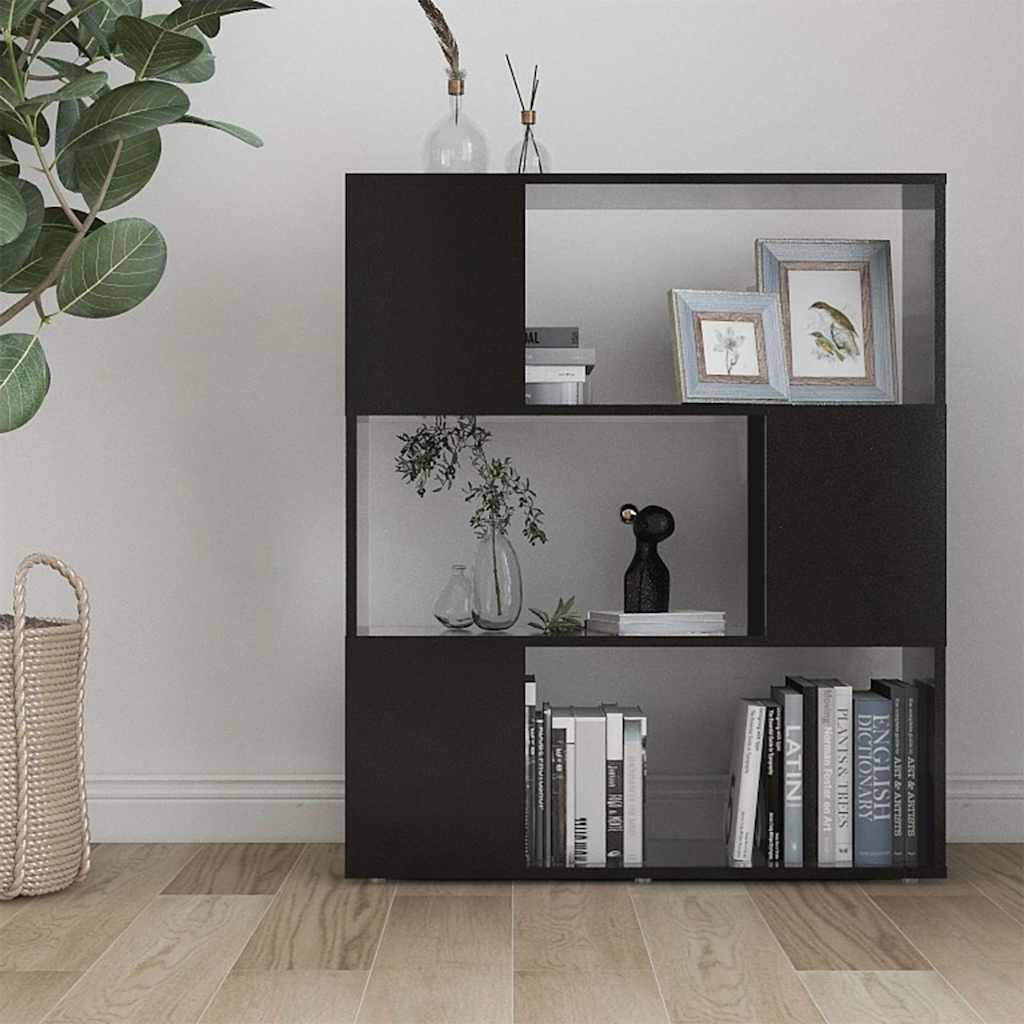 Book Cabinet Room Divider Black 80x24x94 cm Engineered Wood