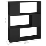 Book Cabinet Room Divider Black 80x24x94 cm Engineered Wood