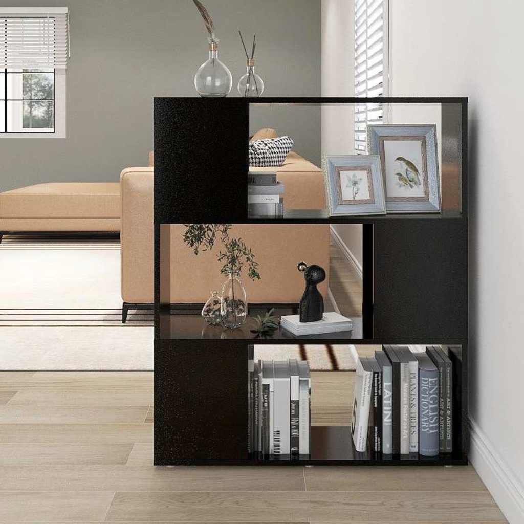 Book Cabinet Room Divider Black 80x24x94 cm Engineered Wood