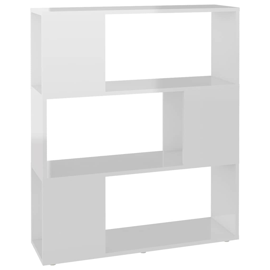 Book Cabinet Room Divider High Gloss White 80x24x94cm Engineered Wood
