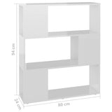 Book Cabinet Room Divider High Gloss White 80x24x94cm Engineered Wood