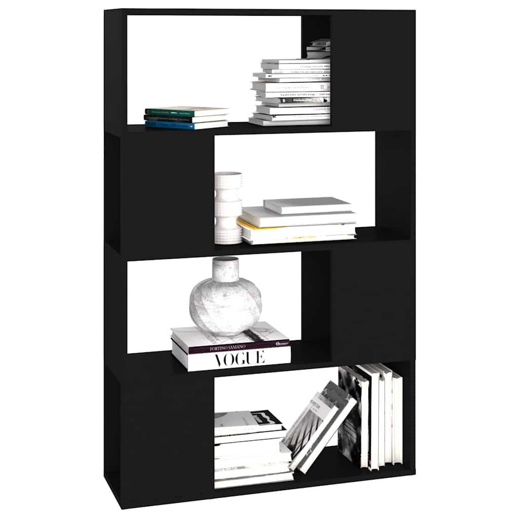 Book Cabinet Room Divider Black 80x24x124.5 cm Engineered Wood