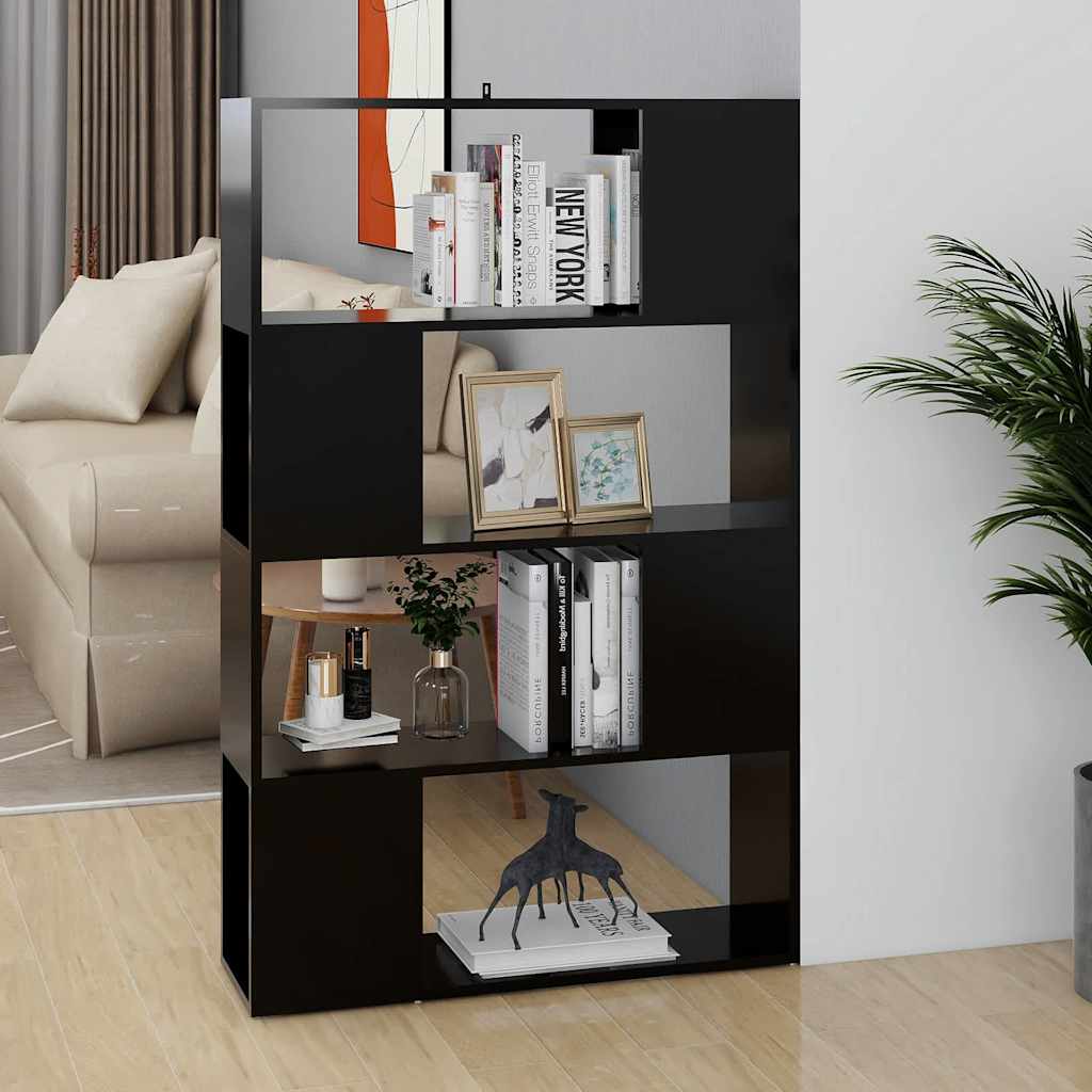 Book Cabinet Room Divider Black 80x24x124.5 cm Engineered Wood