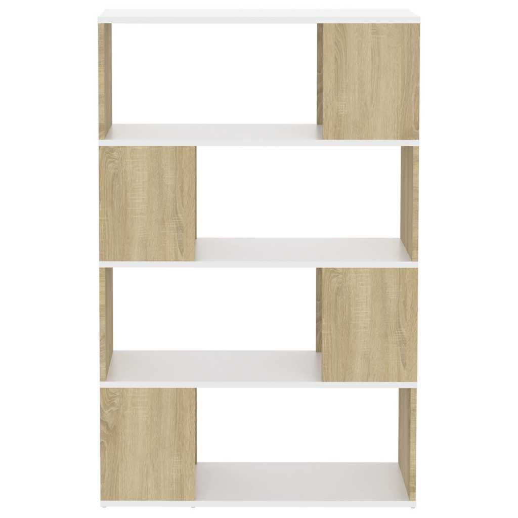 Book Cabinet Room Divider White and Sonoma Oak 80x24x124.5 cm