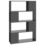 Book Cabinet Room Divider High Gloss Grey 80x24x124.5 cm - Front View