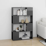 Book Cabinet Room Divider High Gloss Grey 80x24x124.5 cm - Side View