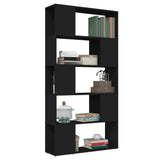 Book Cabinet Room Divider Black 80x24x155 cm Engineered Wood - 45-Degree Angle