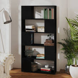 Book Cabinet Room Divider Black 80x24x155 cm Engineered Wood - Rear View
