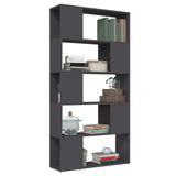 Book Cabinet Room Divider Grey 80x24x155 cm Engineered Wood - 45-Degree Angle