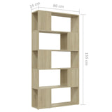Book Cabinet Room Divider Sonoma Oak 80x24x155 cm Engineered Wood - Close-Up Angle
