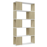 Book Cabinet Room Divider White and Sonoma Oak 80x24x155 cm Engineered Wood - Front View
