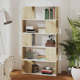 Book Cabinet Room Divider White and Sonoma Oak 80x24x155 cm Engineered Wood - Rear View