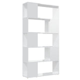 Book Cabinet Room Divider High Gloss White 80x24x155 cm Engineered Wood - Front View