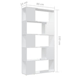 Book Cabinet Room Divider High Gloss White 80x24x155 cm Engineered Wood - Close-Up Angle