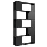 Book Cabinet Room Divider High Gloss Black 80x24x155 cm Engineered Wood - Front View