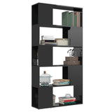 Book Cabinet Room Divider High Gloss Black 80x24x155 cm Engineered Wood - 45-Degree Angle