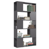 Book Cabinet Room Divider High Gloss Grey 80x24x155 cm Engineered Wood - 45-Degree Angle