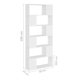 Book Cabinet Room Divider White 80x24x186 cm Engineered Wood - Close-Up Angle