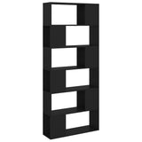 Book Cabinet Room Divider Black 80x24x186 cm Engineered Wood - Front View