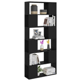 Book Cabinet Room Divider Black 80x24x186 cm Engineered Wood - 45-Degree Angle
