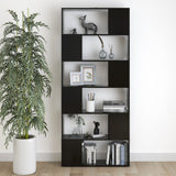 Book Cabinet Room Divider Black 80x24x186 cm Engineered Wood - Rear View