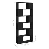Book Cabinet Room Divider Black 80x24x186 cm Engineered Wood - Close-Up Angle