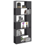 Book Cabinet Room Divider Grey 80x24x186 cm Engineered Wood - 45-Degree Angle