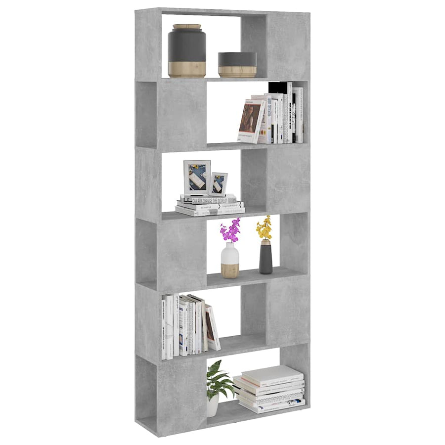 Book Cabinet Room Divider Concrete Grey 80x24x186 cm