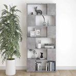 Book Cabinet Room Divider Concrete Grey 80x24x186 cm