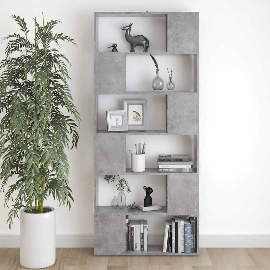 Book Cabinet Room Divider Concrete Grey 80x24x186 cm