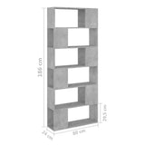 Book Cabinet Room Divider Concrete Grey 80x24x186 cm Engineered Wood