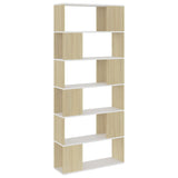 Book Cabinet Room Divider White and Sonoma Oak 80x24x186 cm Engineered Wood - Front View
