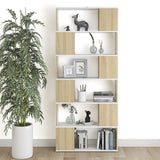 Book Cabinet Room Divider White and Sonoma Oak 80x24x186 cm Engineered Wood